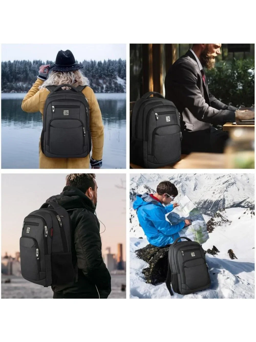 Slim Anti-Theft Laptop Backpack, Water-Resistant College Bag for 15.6
